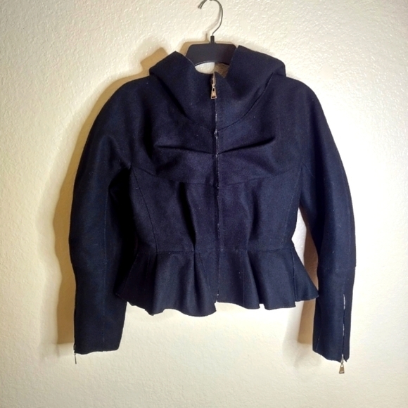 Louis Vuitton crop peplum hooded wool blend jacket sz 38/6 - Picture 1 of 16